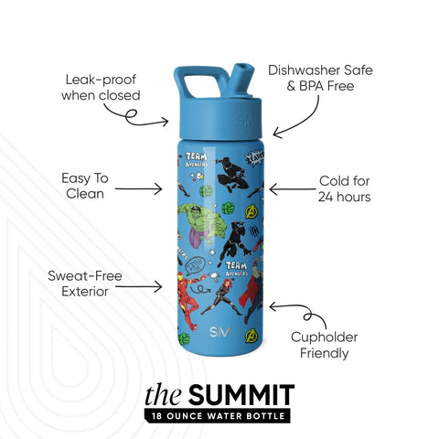 Summit Kids Water Bottle with Straw Lid