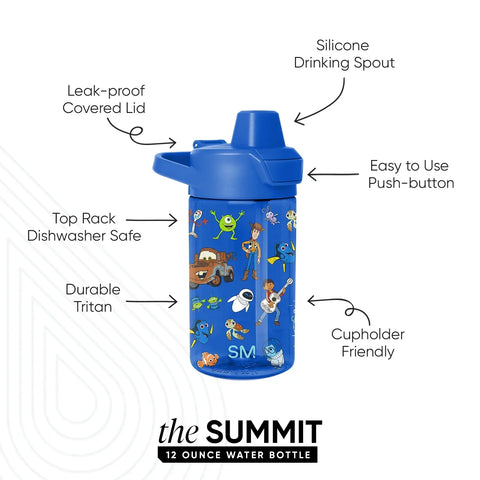 Summit Kids Plastic Water Bottle with Simple Flip Straw Lid