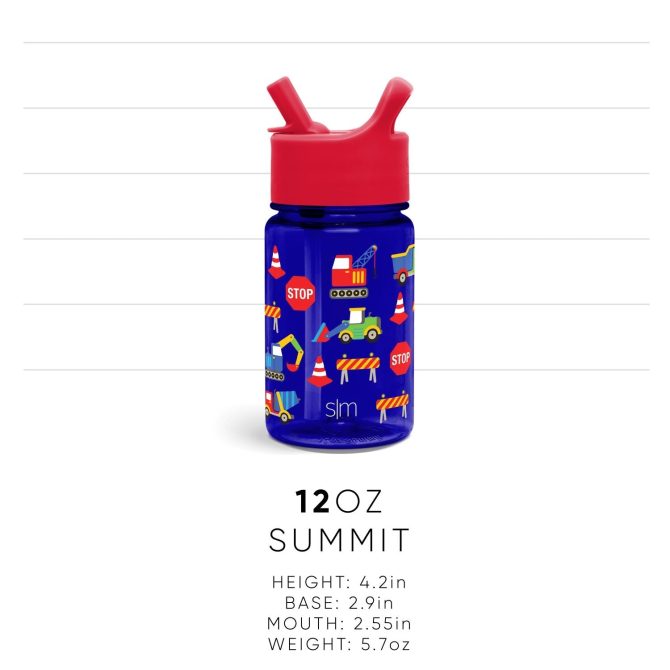 Summit Kids Plastic Water Bottle with Straw Lid