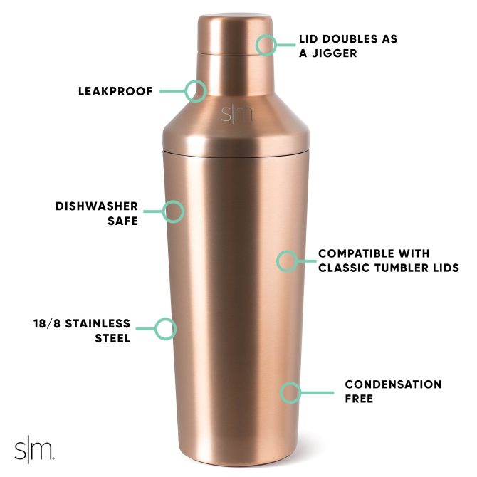 Classic Cocktail Shaker with Jigger Lid