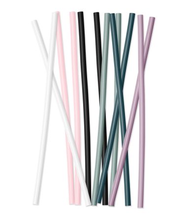 Plastic Reusable Drinking Straws 12-Pack