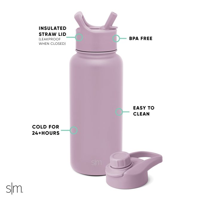 Summit Water Bottle with Straw Lid and Chug Lid