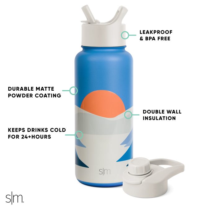 Summit Water Bottle with Straw Lid and Chug Lid